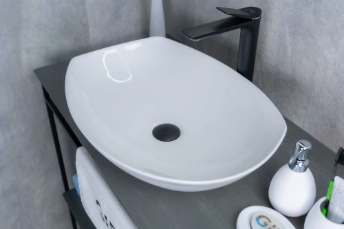 Раковина керамическая Gid Creativo 51177 60х40 накладная цвет белый без отверстий под смеситель - фото 2