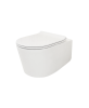 Унитаз подвесной Creo Сeramique RENNES 2.0 COMBO-RE1100R с RE1001T белый безободковый с сиденьем с микролифт душевой смыв