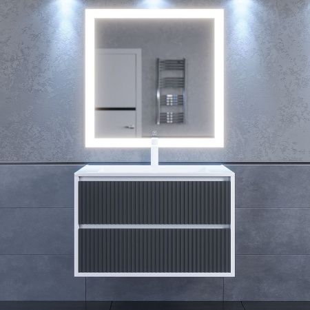 Тумба под раковину Uperwood Next Premium 3930205155 80х50 подвесная цвет серый/белый