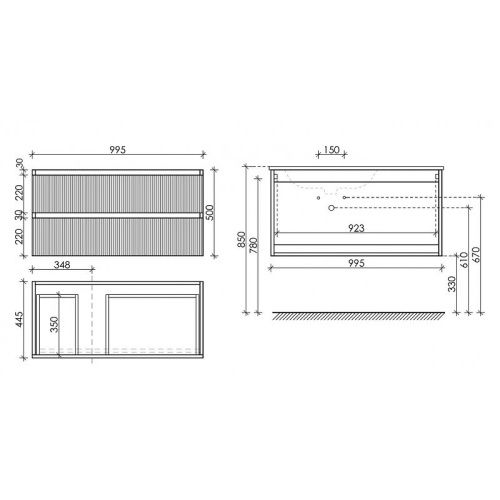 Тумба под раковину Sancos SNOB T SNT100LSM 100х40 подвесная цвет бежевый - фото 5