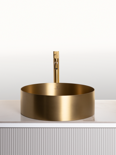 Раковина из нержавеющей стали AltroBagno Luna AltroBagnoLuna001001OrSp 40х40 накладная цвет золото - фото 3