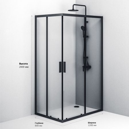 Душевой уголок Am.Pm Gem S W93G-404-120280-BT 120х80 стекло прозрачное профиль черный без поддона