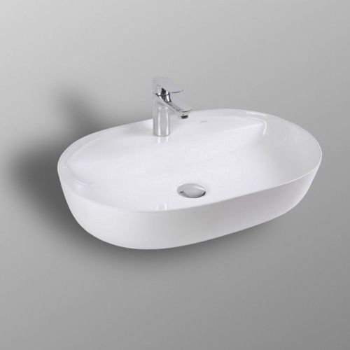 Раковина из сантехнического фарфора Bond Oval S01-600 60х40 накладная цвет белый 1 отверстие под смеситель - фото 5