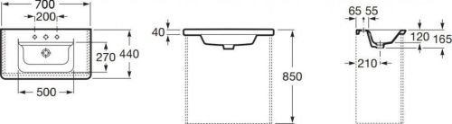 Раковина из сантехнического фарфора Roca The Gap Unik 7327471000 70х40 накладная цвет белый - фото 5