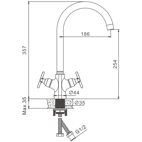 Смеситель для кухни BELZ B70832 на столешницу хром - фото 2