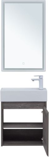 Комплект мебели: тумба с раковиной + зеркало Aquanet Nova Lite 00302529 50x27x140 подвесной цвет коричневый - фото 5