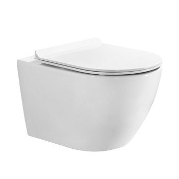 Унитаз подвесной Bond Oval F12-10 белый с сиденьем микролифт безободковый смыв торнадо