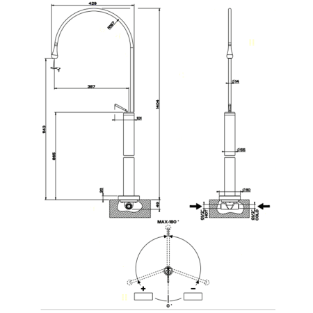 Встраиваемая часть напольного смесителя Gessi 33629#031