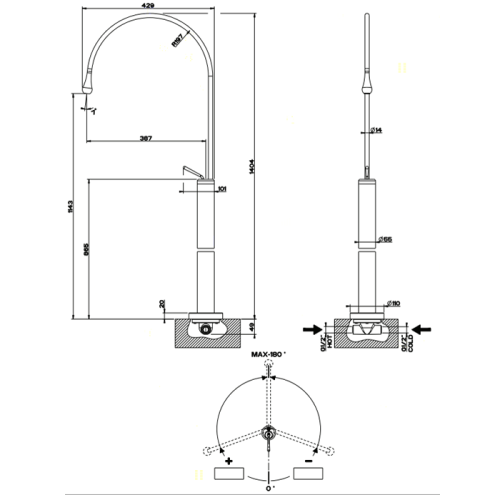 Встраиваемая часть напольного смесителя Gessi 33629#031 - фото 2