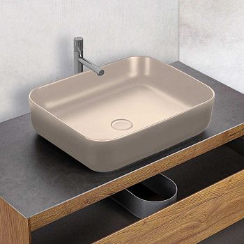 Раковина из сантехнического фарфора Vincea VBS-105MC 50х40 накладная цвет коричневый без отверстий под смеситель