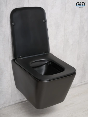 Унитаз подвесной Gid Cuadrado 62225Y черный с сиденьем микролифт безободковый