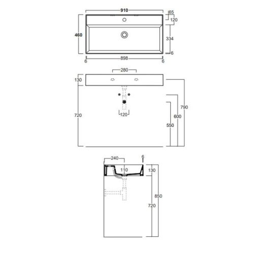 Раковина керамическая Simas Agile AG91 bi matt*1 90 см подвесная цвет белый 1 отверстие под смеситель - фото 2