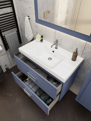 Тумба с раковиной La Fenice Cubo TWIN NFNC-01-CUB-BG-80-2-3-80 80х50 подвесная цвет синий - фото 5