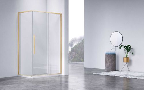 Душевой уголок Vincea Slim-N VSR-4SN9013CLG 130х90 стекло прозрачное профиль золото без поддона - фото 2
