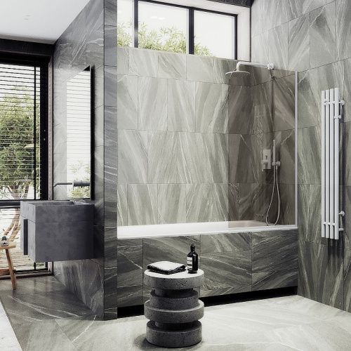 Душевая шторка на ванну Maybah Glass MGV-151-1у 75х140 стекло тонированное профиль белый ориентация универсальная - фото 3