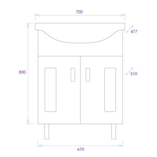 Тумба под раковину Onika Кристалл 107024 70х30 напольная цвет белый - фото 3