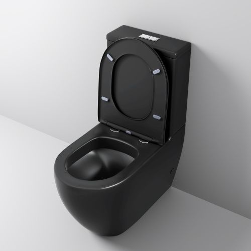 Унитаз напольный с бачком Grossman GR-4446BMS черный с сиденьем микролифт безободковый смыв торнадо - фото 4