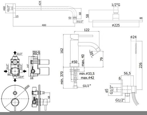 Душевая система Paffoni Light KITLIG015NO071 встраиваемая в стену цвет черный - фото 4
