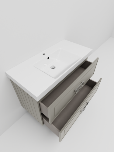 Тумба с раковиной La Fenice Cubo TWIN NFNC-01-CUB-C-100-2-2-100 100х50 подвесная цвет бежевый - фото 4