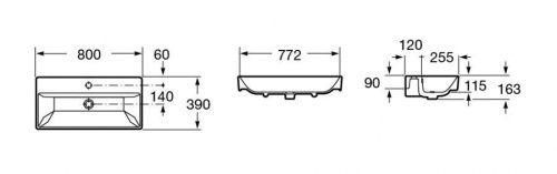 Раковина из сантехнического фарфора Roca Oleta 73274C500Y 80х40 накладная цвет белый - фото 5