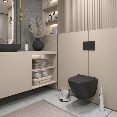 Унитаз подвесной Teymi Lina T40114 черный с сиденьем микролифт безободковый смыв торнадо - фото 3