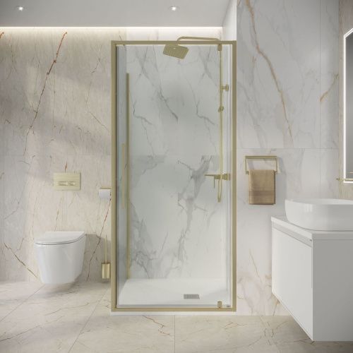 Душевой уголок Niagara Nova NG-45-9ASG-A80SG-34 90х80 стекло прозрачное профиль золото без поддона - фото 4