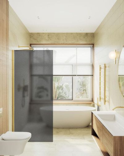 Душевая перегородка Maybah Glass MGD-1356-3ш 100х195 стекло тонированное профиль золото - фото 2