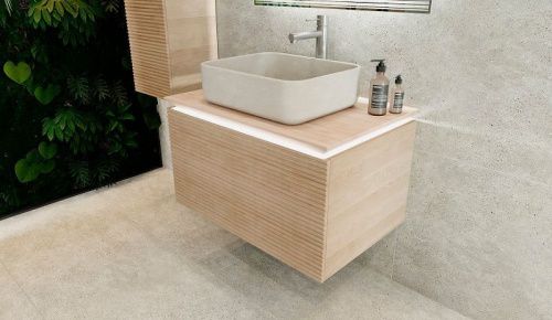 Тумба под раковину Jorno KARAT Kar.01.80/P/BuL 80х50 подвесная цвет бежевый - фото 2