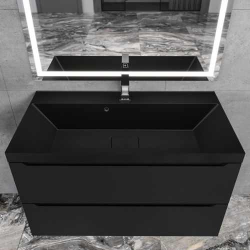 Раковина из искусственного камня Uperwood Classic New RClassicNew90bg 90х50 полувстраиваемая цвет черный - фото 3