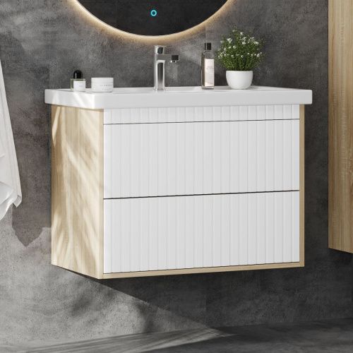 Тумба под раковину Onika Дайлер 108062 80х40 подвесная цвет серый/коричневый - фото 2