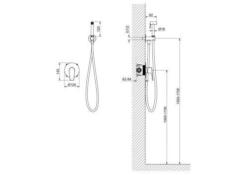 Гигиенический душ Aquatek Бетта AQ1119BGM вороненая сталь - фото 3