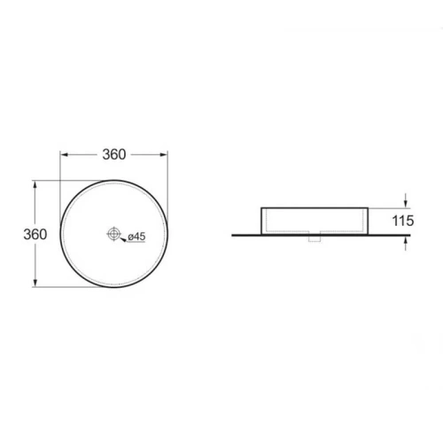 Раковина из сантехнического фарфора Vincea VBS-131 40х40 накладная цвет белый без отверстий под смеситель - фото 2