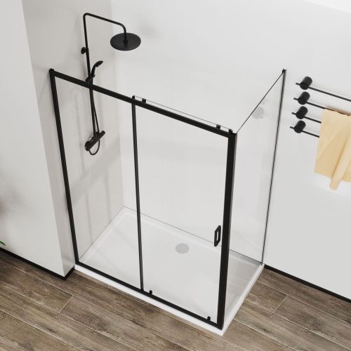 Душевой уголок Vincea City VSR-5CT9012CLB 120х90 стекло прозрачное профиль черный без поддона - фото 5