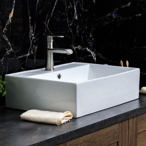 Раковина из сантехнического фарфора Melana 7295-805 60х50 накладная цвет белый 1 отверстие под смеситель - фото 5