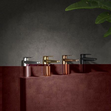 Смеситель Teska QUARS E5619 на раковину розовое золото