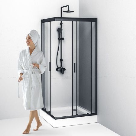 Душевой уголок Am.Pm Gem W90G-403-090BT 90х90 стекло прозрачное профиль черный без поддона