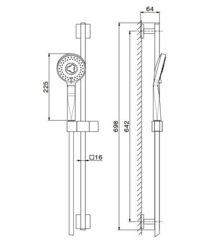 Душевой гарнитур Kerama Marazzi  69356KM.21.018 настенный хром - фото 2
