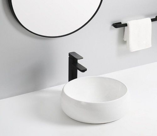 Раковина из сантехнического фаянса CeramaLux 5004 40х40 накладная цвет белый без отверстий под смеситель - фото 2