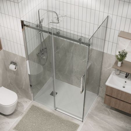 Боковая стенка Grossman Classic 200.K33.04.100.10.00 100х195 стекло прозрачное профиль хром