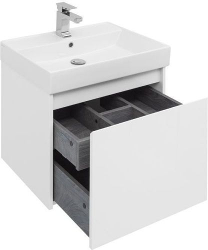Комплект мебели: тумба с раковиной + зеркало Aquanet Nova Lite 00242922 61x46x137 напольный/подвесной цвет белый - фото 4