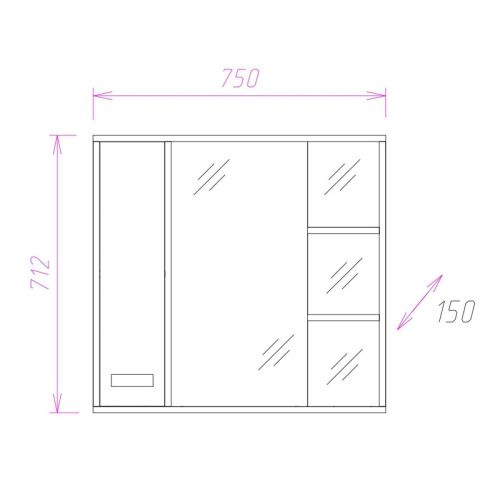 Зеркало-шкаф Onika Гамма 207518 80х70 подвесной цвет коричневый - фото 3