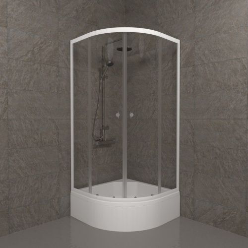 Душевой уголок Тритон Ультра Щ0000061812 90х90 стекло прозрачное профиль белый с поддоном - фото 3