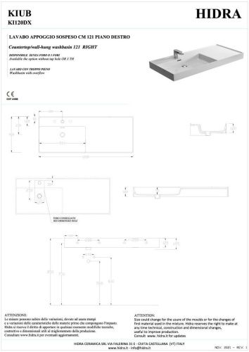Раковина керамическая Hidra Kiub KI120DX/026 120х50 подвесная цвет черный 1 отверстие под смеситель - фото 2