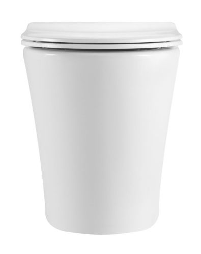 Унитаз приставной Iberica Blanca Burgos alto IB.BRA.334.1B1 белый с сиденьем микролифт безободковый смыв торнадо - фото 2