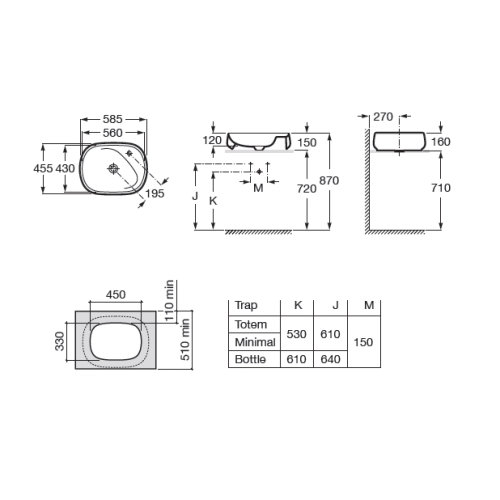 Раковина Roca 73270B8630 60х40 накладная цвет белый - фото 2