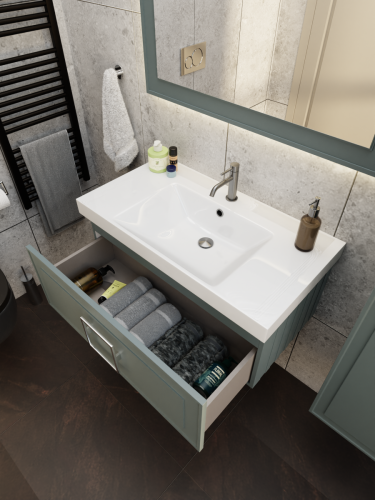 Тумба с раковиной La Fenice Cubo TWIN NFNC-01-CUB-G-80-2-1-80 80х50 подвесная цвет серый - фото 5