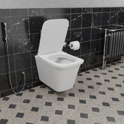 Унитаз подвесной CeramaLux 2622E белый с сиденьем микролифт каскадный смыв - фото 2