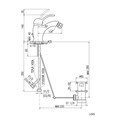 Смеситель RavSlezak Labe L045.5KCMATZ на биде черный/золото - фото 2