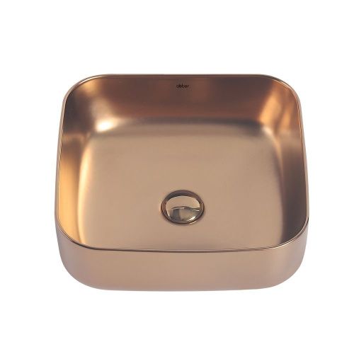 Раковина из сантехнического фаянса Abber RECHTECK AC2211MRG 40х40 накладная цвет розовое золото без отверстий под смеситель - фото 2