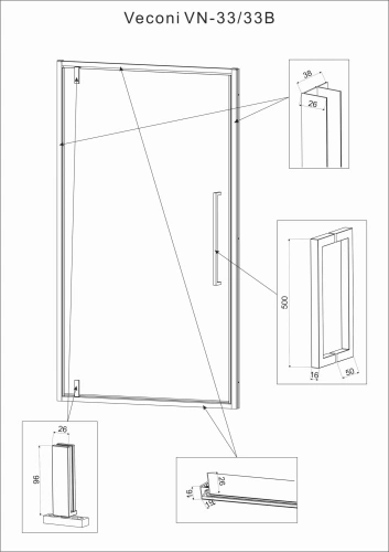 Душевая дверь Veconi Vianno VN33-90-01-C7 90х195 стекло прозрачное профиль хром - фото 3